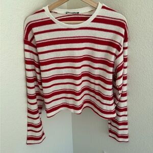 Zara striped white red sweater lightweight size M nautical